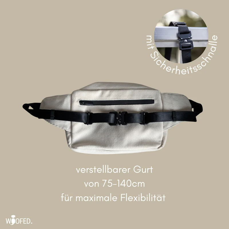 Multifunktionale Cord Gassitasche - 2 in 1 Bauchtasche & Schultertasche Beige