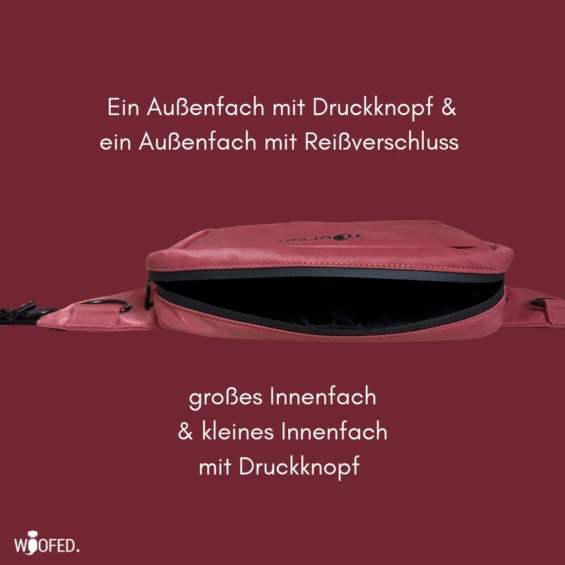 Multifunktionale Gassitasche - 2 in 1 Bauchtasche & Schultertasche Wine Red