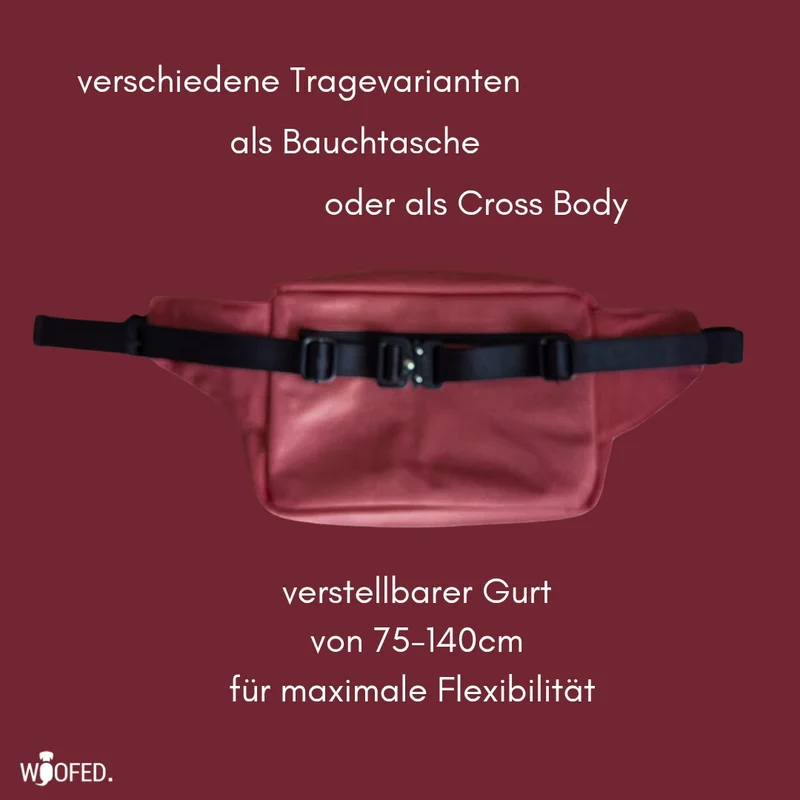 Multifunktionale Gassitasche - 2 in 1 Bauchtasche & Schultertasche Wine Red