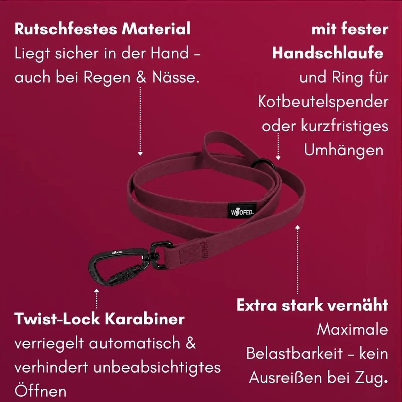 Führleine WOOFLEX® Pro Handschlaufe Burgundy