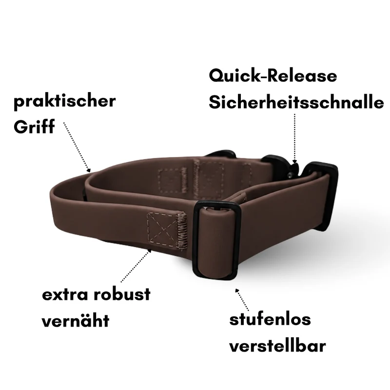Halsband WOOFLEX® Tactical verstellbar mit Griff Espresso