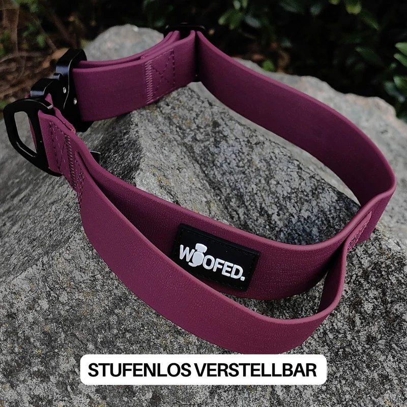Halsband WOOFLEX® Tactical verstellbar mit Griff Burgundy