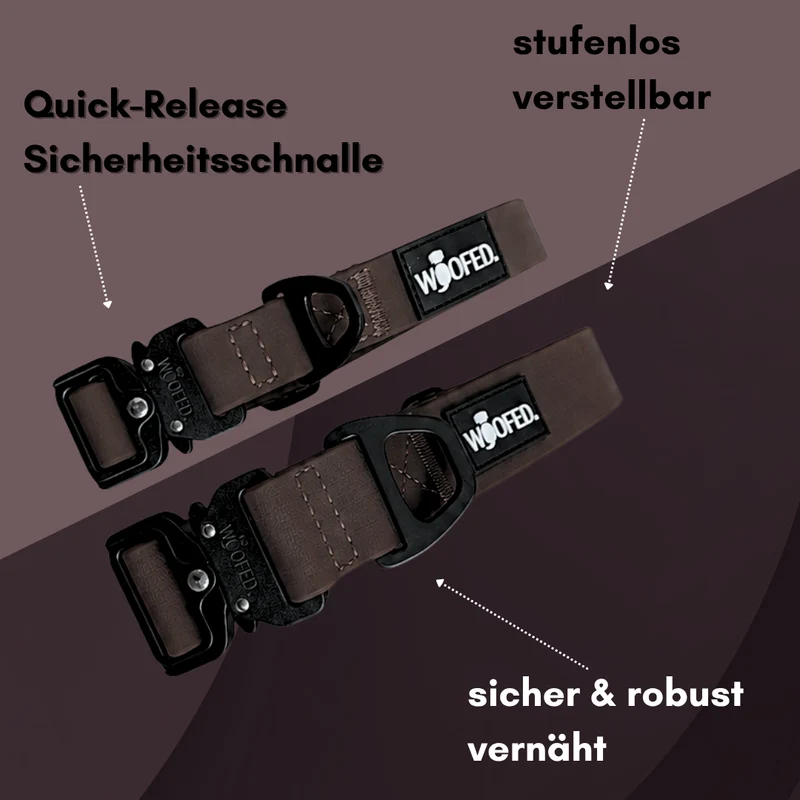 Halsband WOOFLEX® Tactical verstellbar ohne Griff Espresso