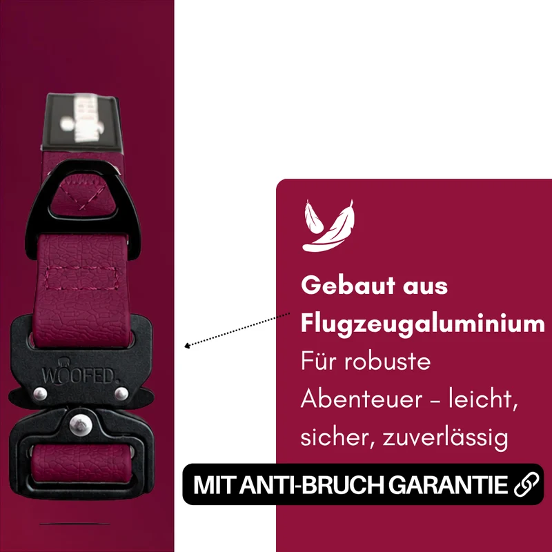 Halsband WOOFLEX® Tactical verstellbar ohne Griff Burgundy