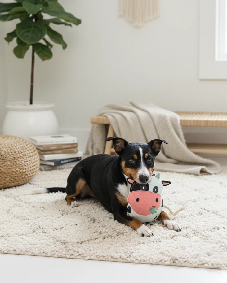 BUDDY. Hundespielzeug aus Leder "Kuh"