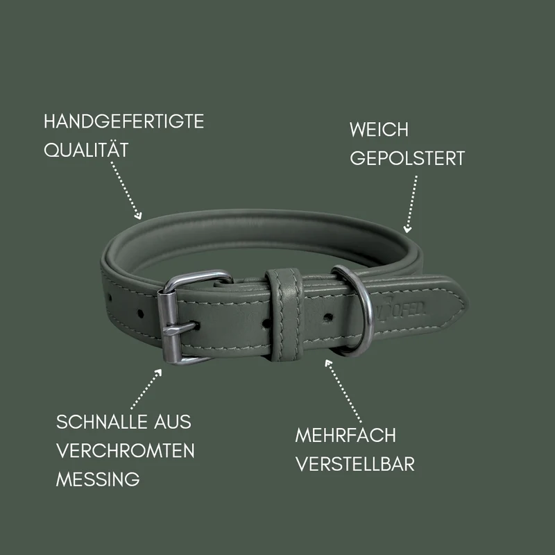 Lederhalsband Classic Soft – Moss Green