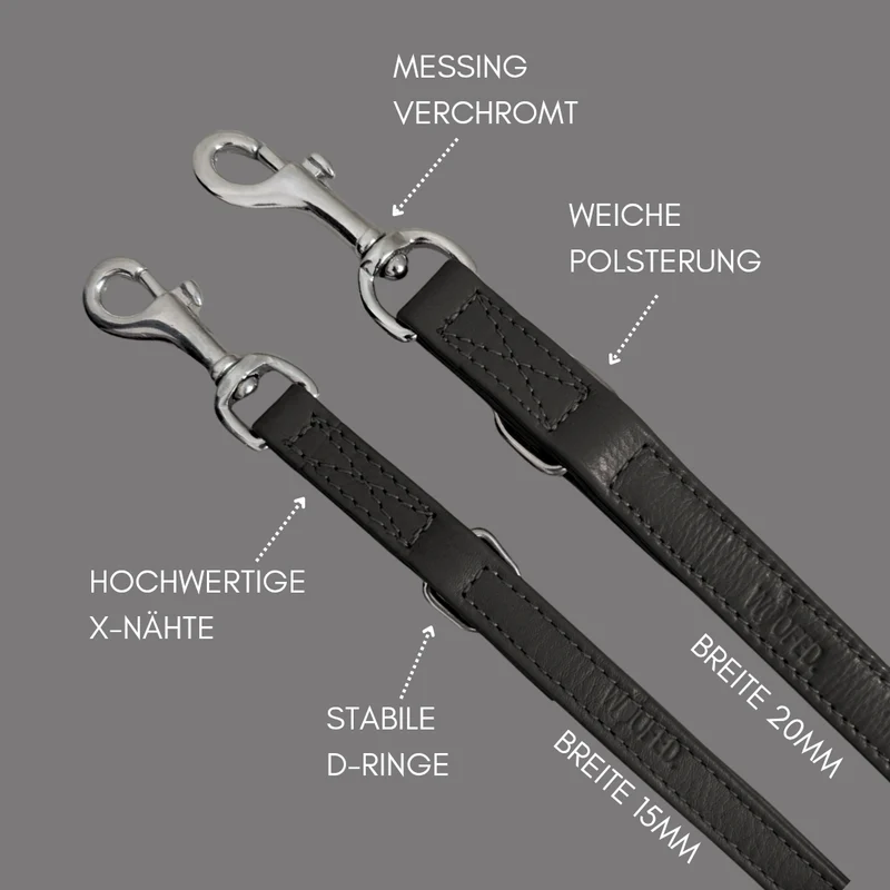 Leder Führleine Classic Soft – Black
