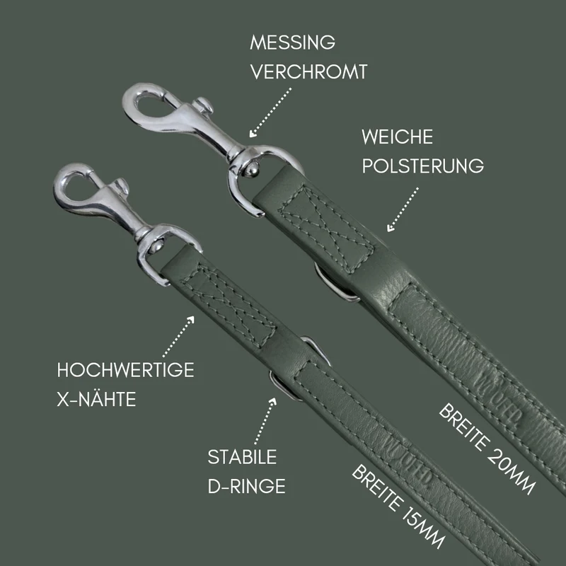Leder Führleine Classic Soft – Moss Green