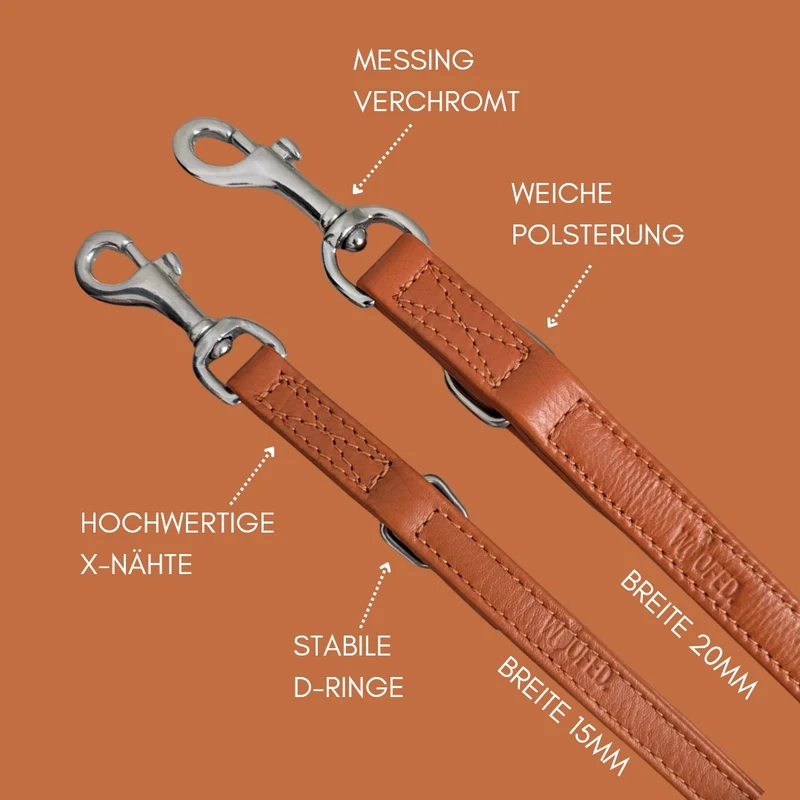 Leder Führleine Classic Soft – Cognac