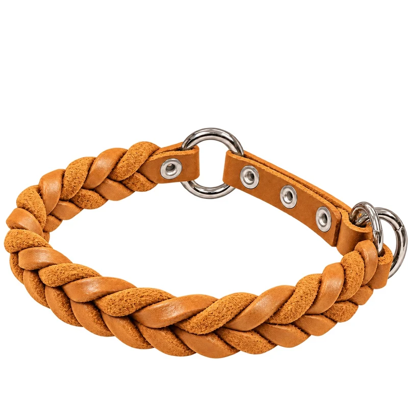 Bellepet Fettleder-Halsband „Braidy“ geflochten – Zugstop