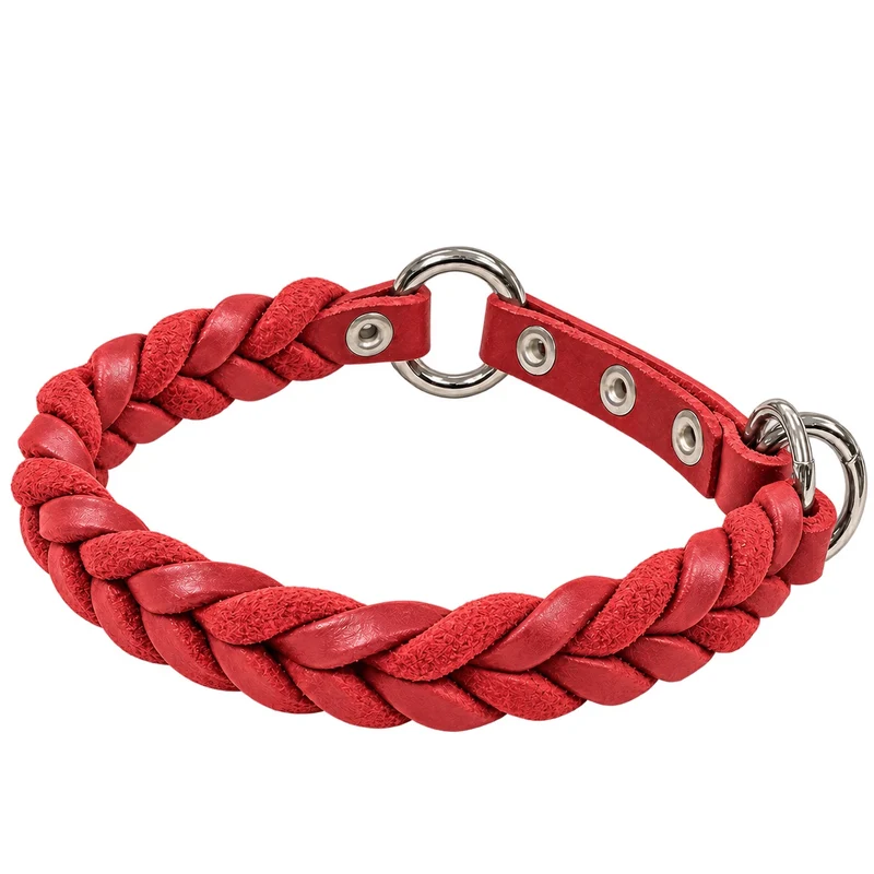 Bellepet Fettleder-Halsband „Braidy“ geflochten – Zugstop