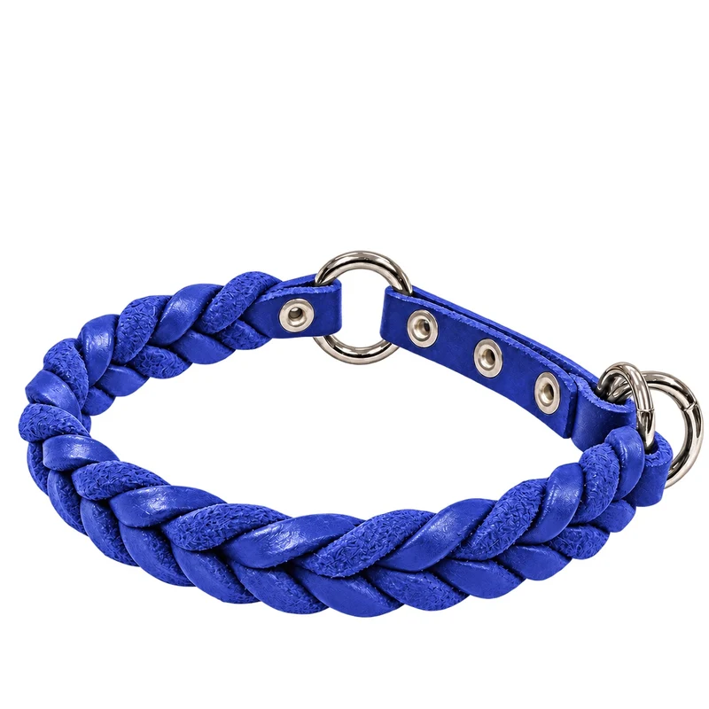 Bellepet Fettleder-Halsband „Braidy“ geflochten – Zugstop
