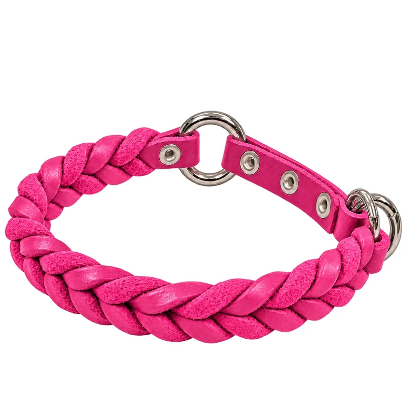 Bellepet Fettleder-Halsband „Braidy“ geflochten – Zugstop