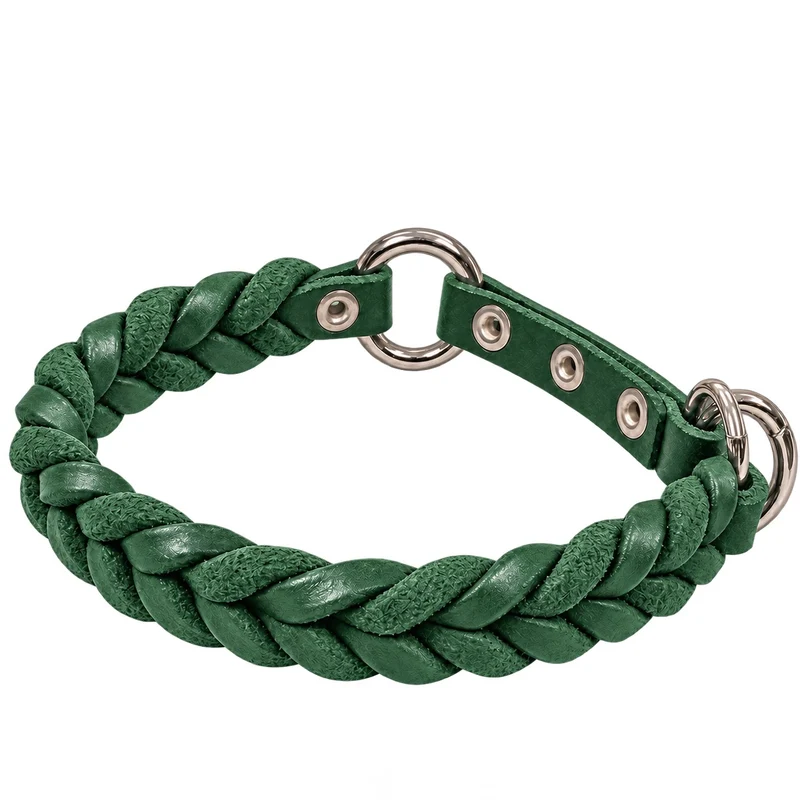 Bellepet Fettleder-Halsband „Braidy“ geflochten – Zugstop