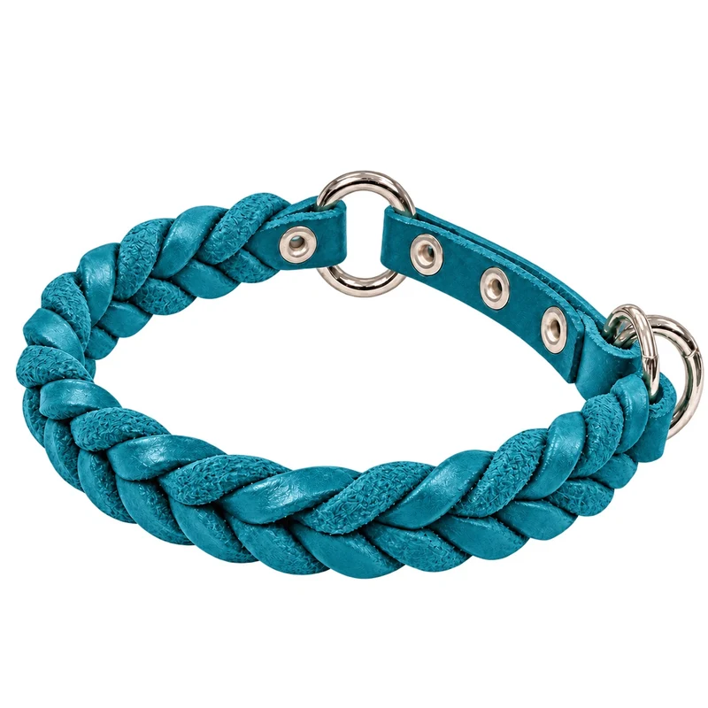 Bellepet Fettleder-Halsband „Braidy“ geflochten – Zugstop
