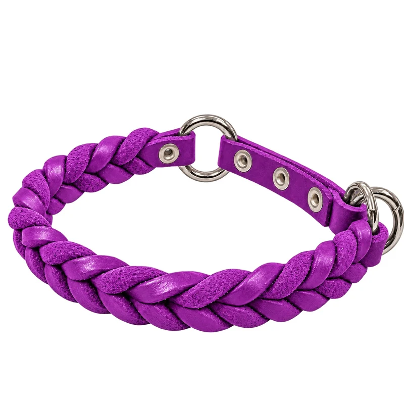 Bellepet Fettleder-Halsband „Braidy“ geflochten – Zugstop