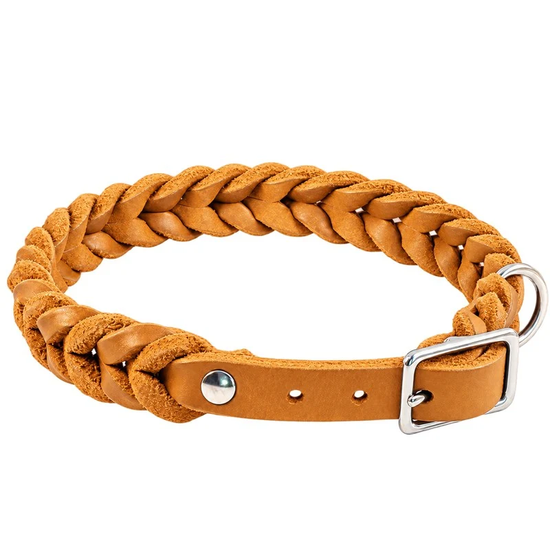 Bellepet Fettleder-Halsband „Braidy“ geflochten – Schnalle