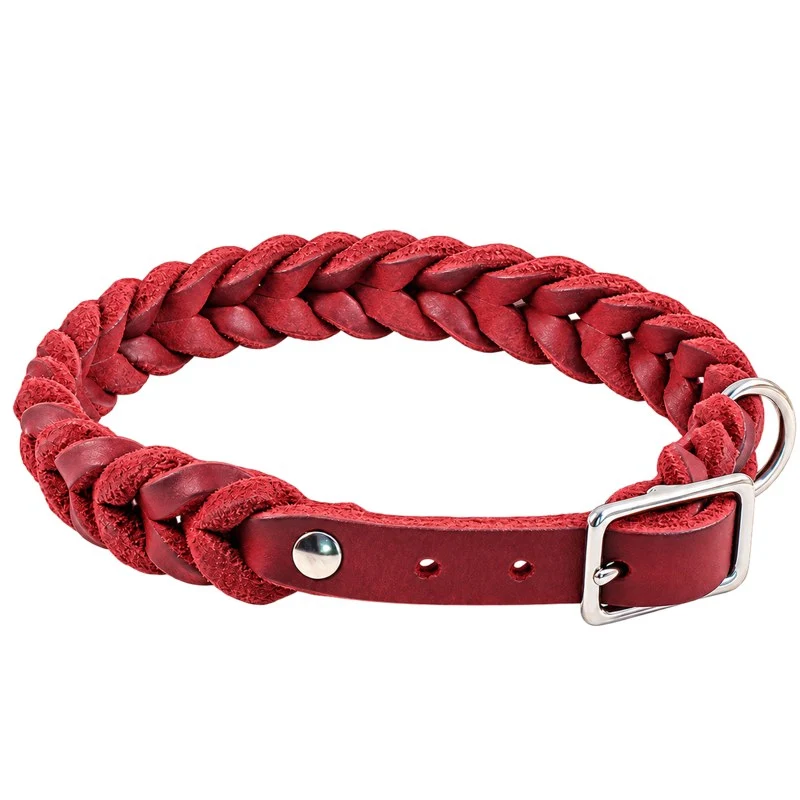 Bellepet Fettleder-Halsband „Braidy“ geflochten – Schnalle