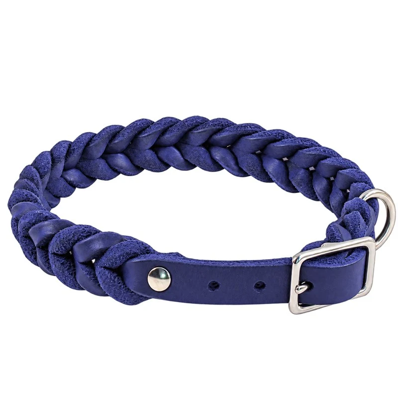 Bellepet Fettleder-Halsband „Braidy“ geflochten – Schnalle