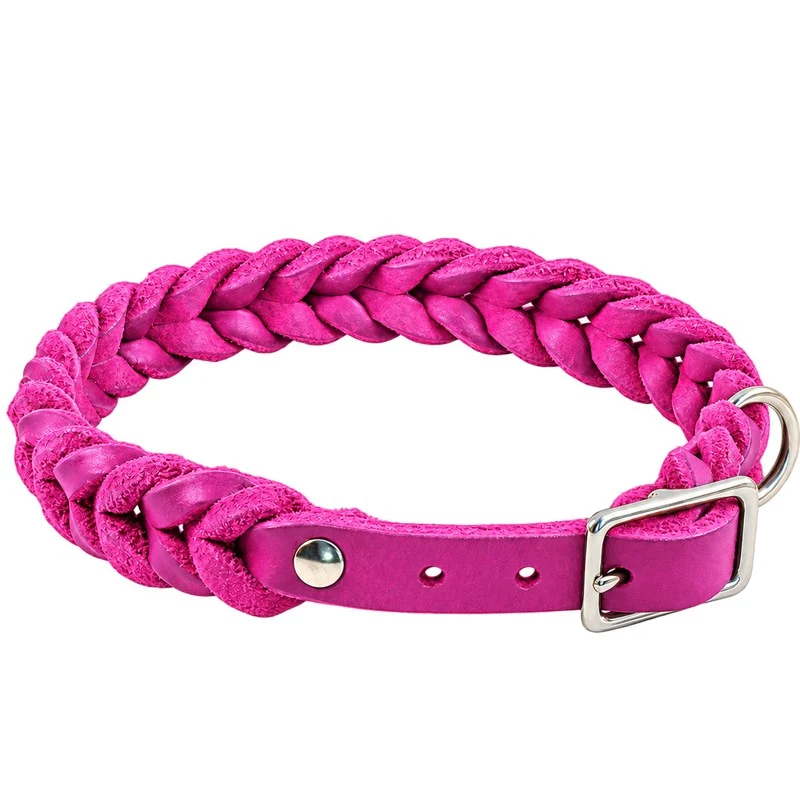Bellepet Fettleder-Halsband „Braidy“ geflochten – Schnalle