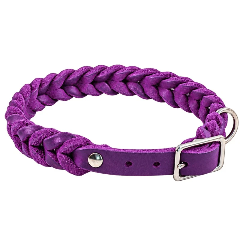 Bellepet Fettleder-Halsband „Braidy“ geflochten – Schnalle