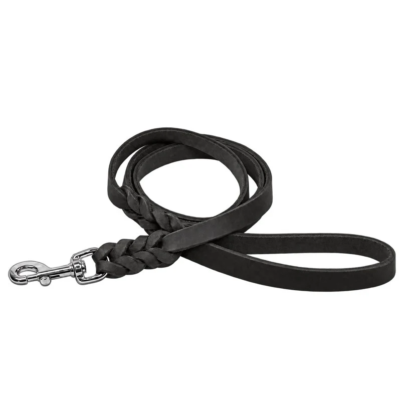 Bellepet Fettlederleine extra breit mit Handschlaufe