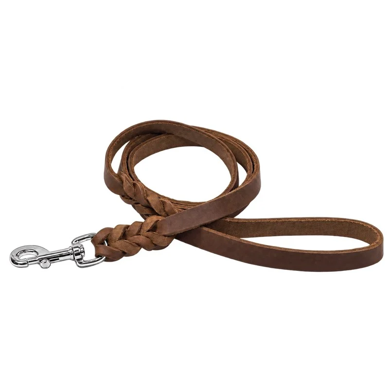 Bellepet Fettlederleine extra breit mit Handschlaufe