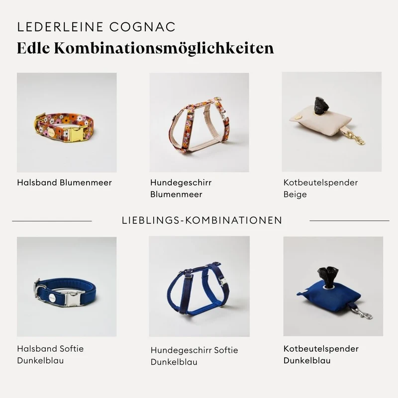 Lederleine SPORTY 250 cm, COGNAC (Umhängeleine)