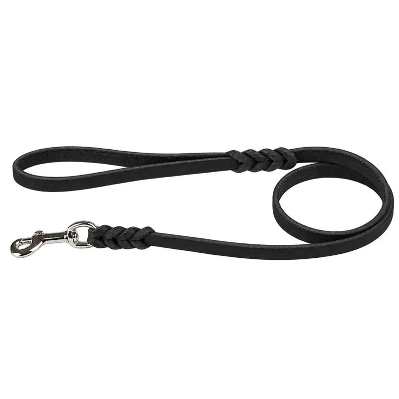 Bellepet Fettlederleine mit Handschlaufe – Chrom