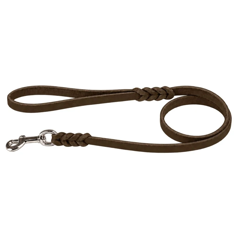Bellepet Fettlederleine mit Handschlaufe – Chrom