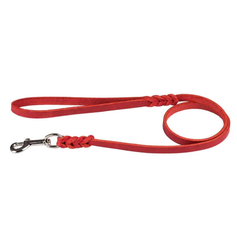 Bellepet Fettlederleine mit Handschlaufe – Chrom