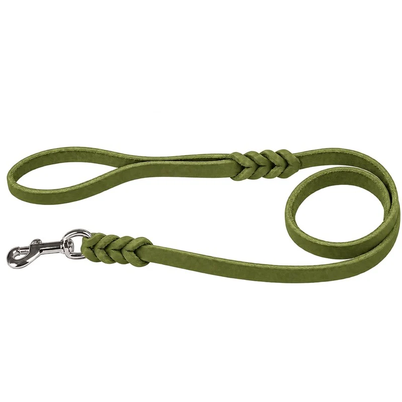 Bellepet Fettlederleine mit Handschlaufe – Chrom