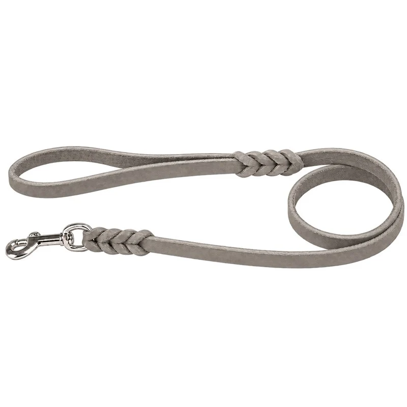Bellepet Fettlederleine mit Handschlaufe – Chrom