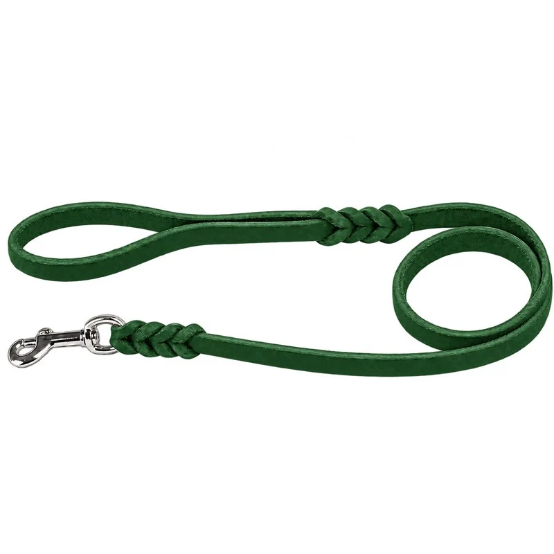 Bellepet Fettlederleine mit Handschlaufe – Chrom