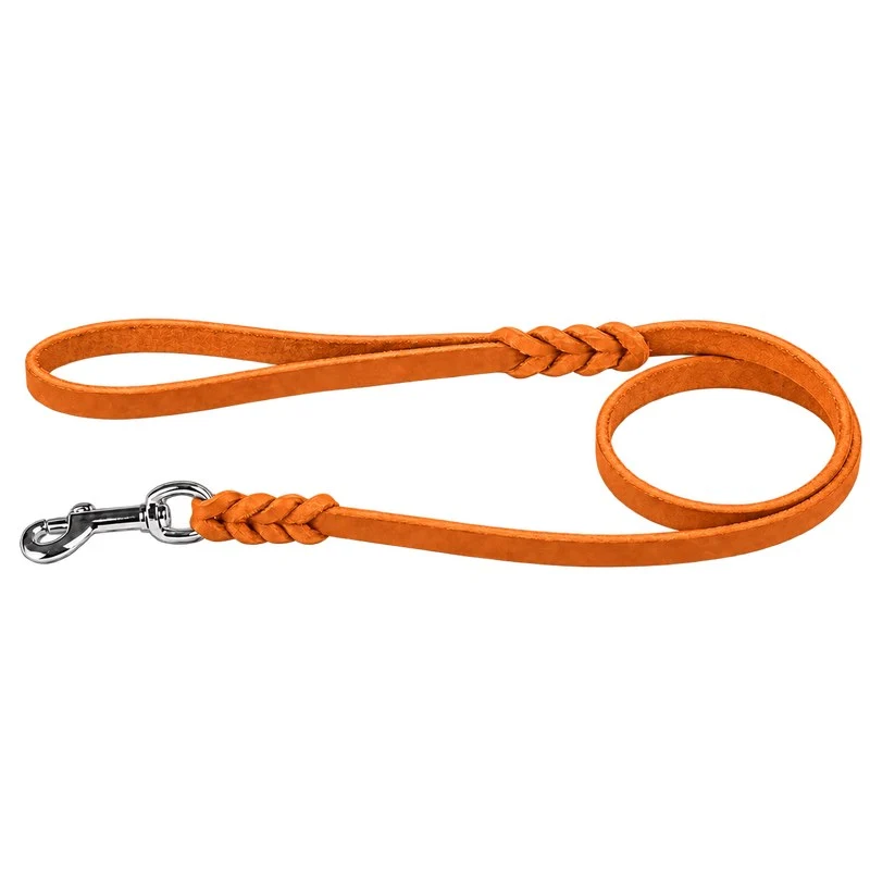 Bellepet Fettlederleine mit Handschlaufe – Chrom