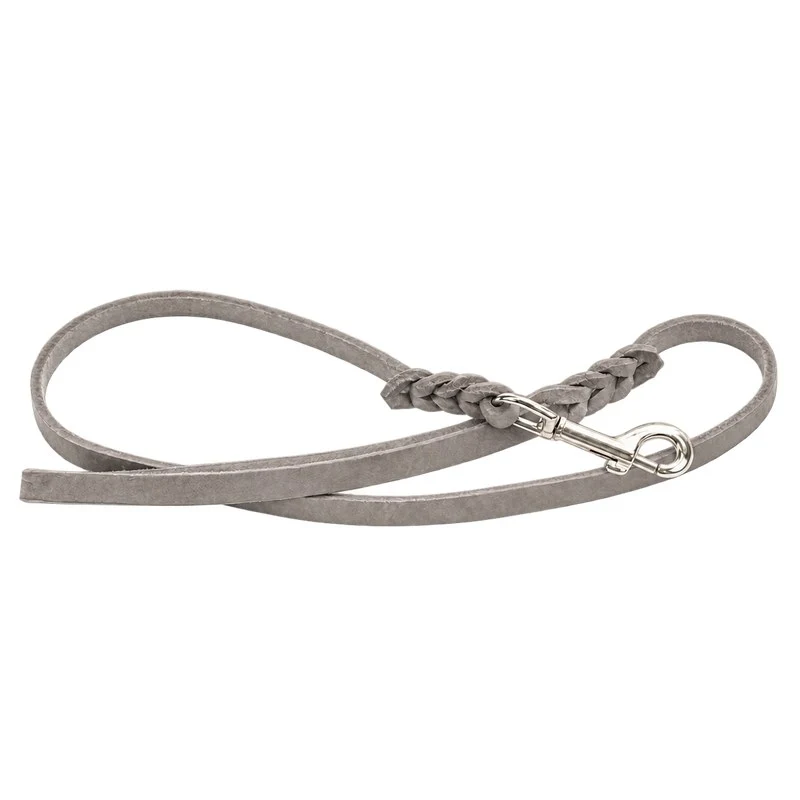 Bellepet Fettlederleine mit Handschlaufe – Edelstahl