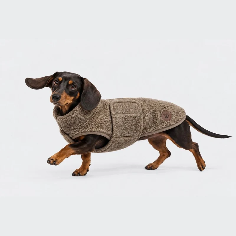 Hundepullover Derby Plush 2.0 DACKEL Taupe C7 x Woofstuff