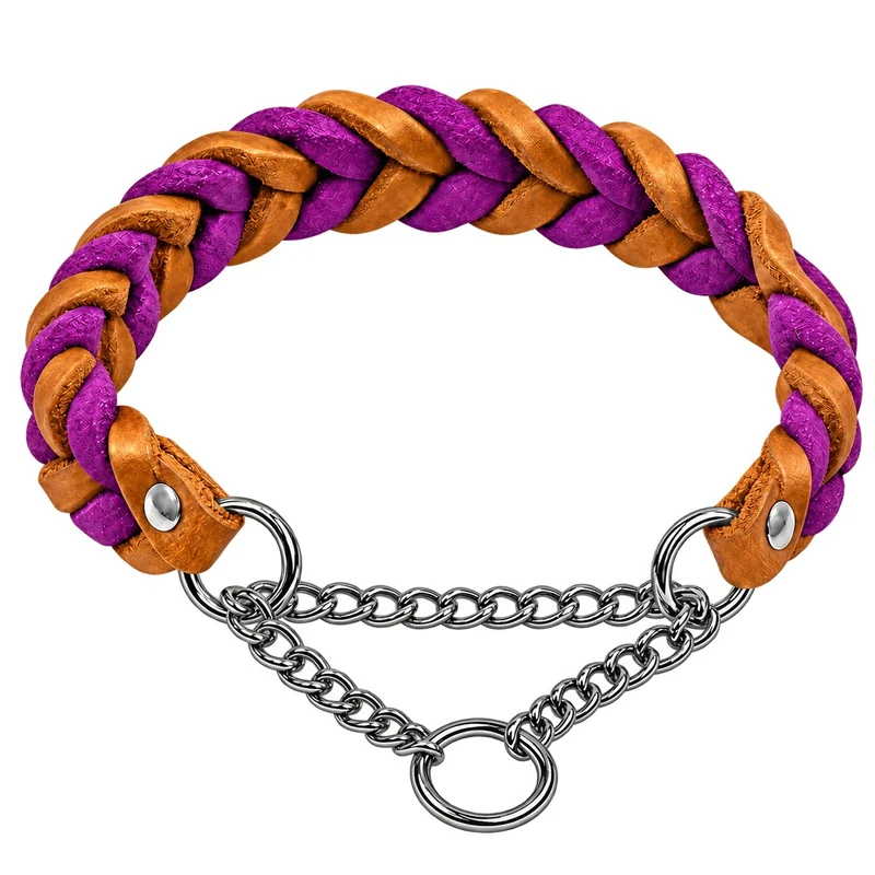 Bellepet Fettleder-Halsband „Braidy bicolor“ geflochten – Kette