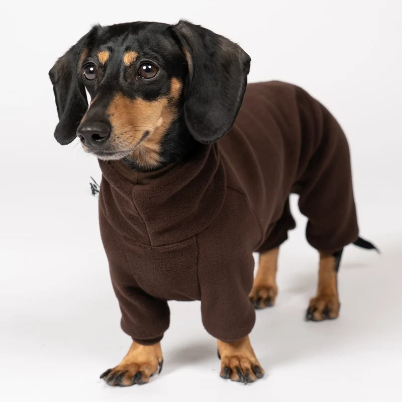 Fleece Overall für Dackel Dunkelbraun