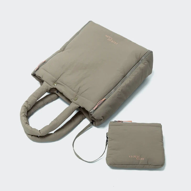 Hundereisebett & Tote Bag AKTIV Puffer Khaki/Peach