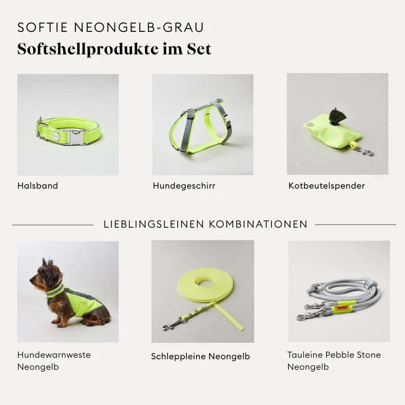 Hundegeschirr Softie NEONGELB-GRAU