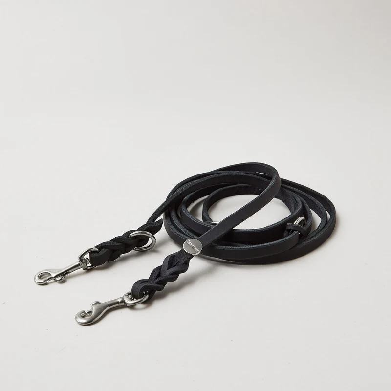 Lederleine PURE 250 cm, SCHWARZ (Umhängeleine)