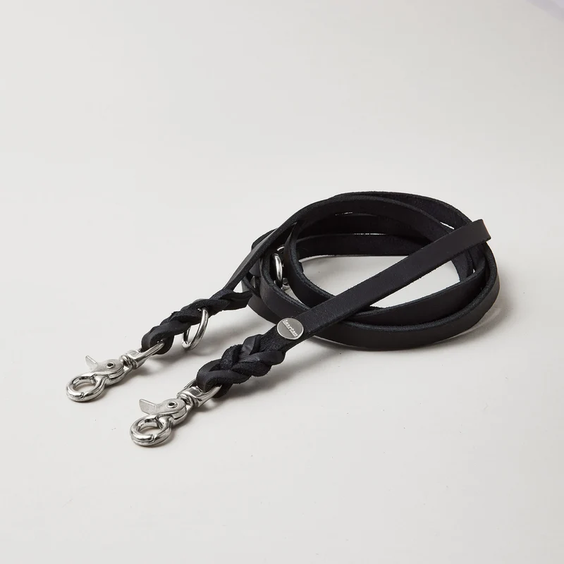 Lederleine PURE 250 cm, SCHWARZ (Umhängeleine)