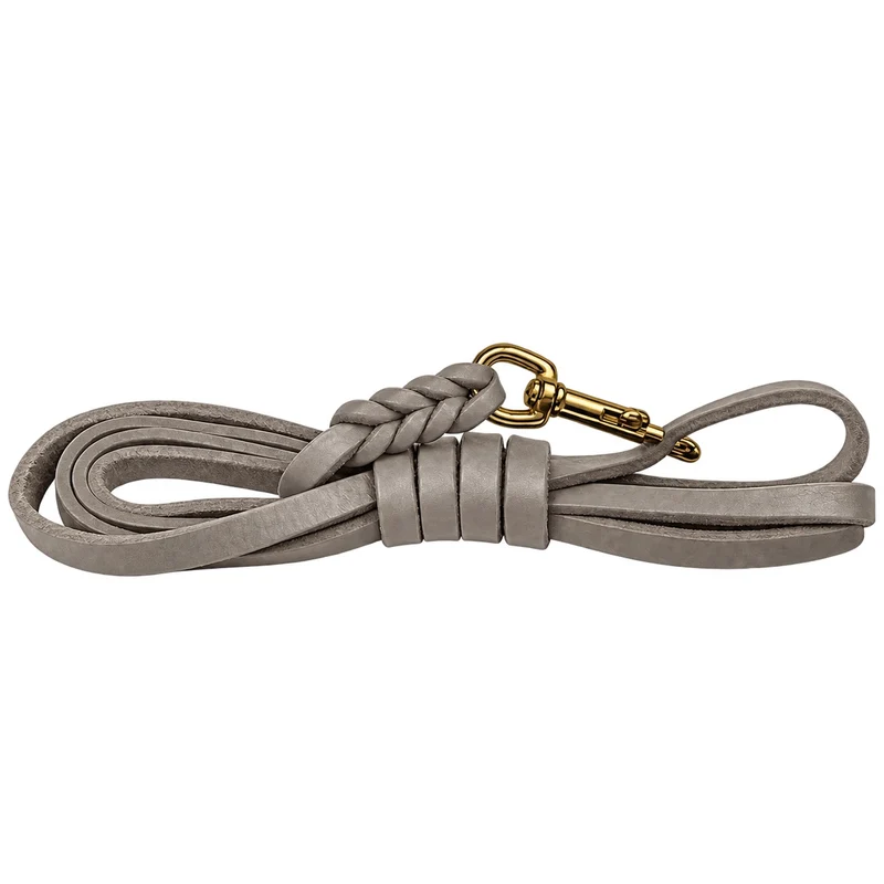 Bellepet Fettlederleine / Schleppleine mit Handschlaufe – Messing
