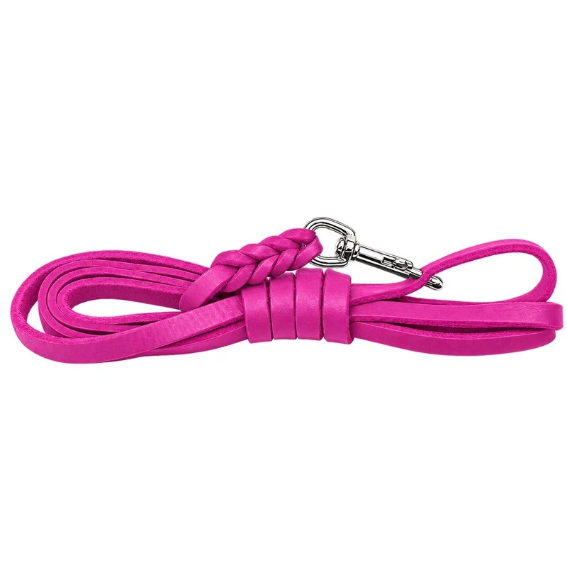 Bellepet Fettlederleine / Schleppleine mit Handschlaufe – Chrom