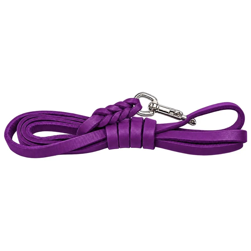 Bellepet Fettlederleine / Schleppleine mit Handschlaufe – Chrom