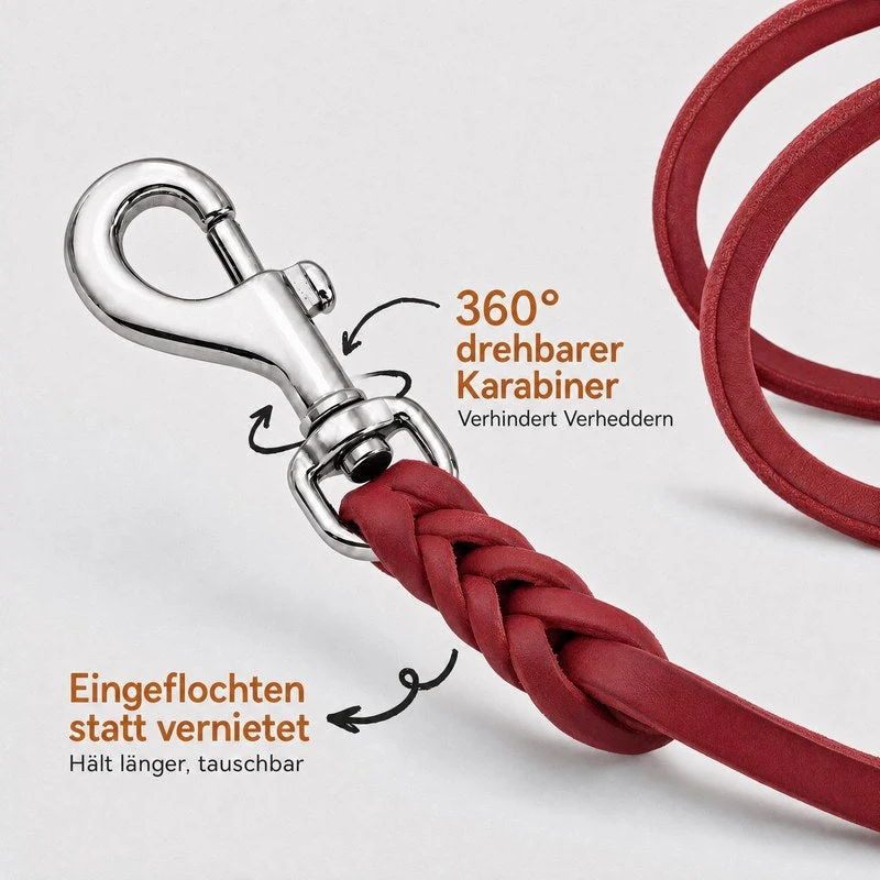 Bellepet Fettlederleine / Schleppleine mit Handschlaufe – Chrom