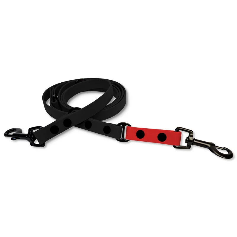 Hundeleine BioThane-Sports | Schwarz-Rot