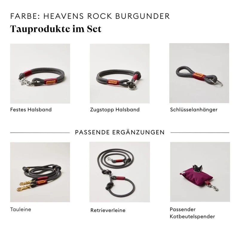 Tauleine Heaven's Rock BURGUNDER, 250 cm (Umhängeleine)