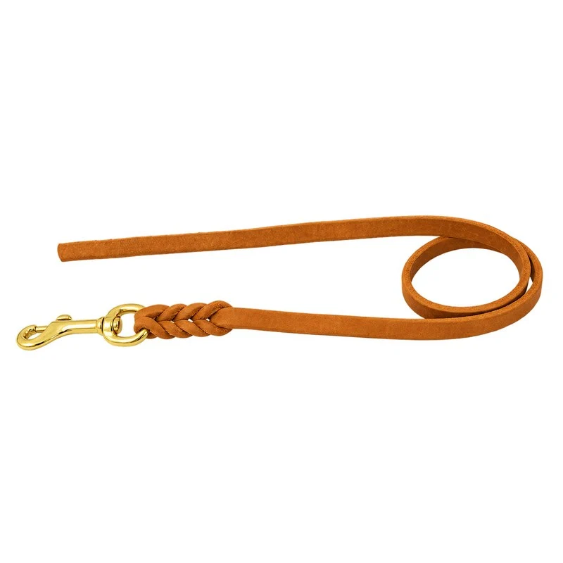 Bellepet Fettlederleine ohne Handschlaufe – Messing